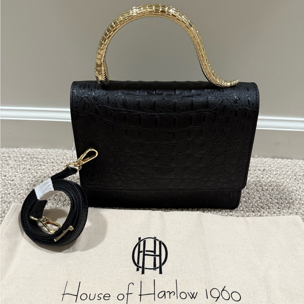 House of Harlow Brown Croc Leather Handbag